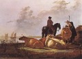 メルヴェーデ川沿いの四頭の牛を持つ農民 田舎の画家 アルバート・カイプ